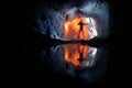 Underground lake in an old mine in the Alps, Switzerland Royalty Free Stock Photo