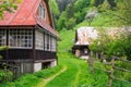 Old miner`s log houses at Moce Royalty Free Stock Photo