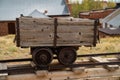 Old mining ore cart on tracks at the abandoned ghost town of South Park City Colorado, near Fairplay Royalty Free Stock Photo