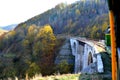 Old mining Railway Oravita-Anina in Banat. Wonderful typical landscape in the forests of Transylvania, Romania. Autumn view. Royalty Free Stock Photo