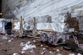 Old mining wagons inside the public Salt Mine at Slanic Prahova, Romania salt mine equipment inside the Slanic Prahova Salt mine