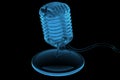 Old mircrophone 3D rendered xray blue Royalty Free Stock Photo