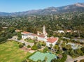 Old Mission, Santa Barbara. Vibrant drone photo.