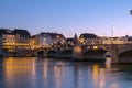 The old Mittler Bridge over the Rhine river in Basel Royalty Free Stock Photo