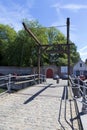 Old mobile bridge over Bruges channel Royalty Free Stock Photo