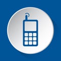 Old mobile phone - blue icon on white button Royalty Free Stock Photo