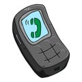 Old mobile phone hand drawn. Vector illustration of a cartoon mobile phone. Icon button mobile Royalty Free Stock Photo