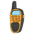 Old mobile phone. Hand drawn walkie talkie. Radio station. Royalty Free Stock Photo