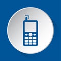 Old mobile phone, simple blue icon on white button Royalty Free Stock Photo