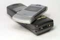 Old mobile phones on white background Royalty Free Stock Photo