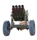 Old mobile rocket launcher isolated over white