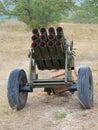 Old mobile rocket launcher at the position