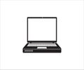 old model laptop computer in front view with square blank screen display vector design illustration