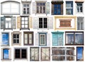 Old and modern windows big isolated set Royalty Free Stock Photo