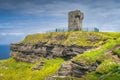 Old Moher Tower on Hags Head, watchtower at Cliffs of Moher, Ireland