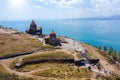 Old monastery on background of lake Sevan Royalty Free Stock Photo