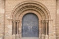 Old monastery door with arches in Barcelona Royalty Free Stock Photo