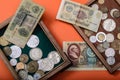 Old Russian money and coins Royalty Free Stock Photo