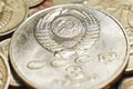 Old money of the USSR close-up. Macro photography of retro coins of t