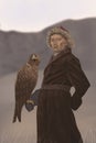 Old mongolian hunter with eagle