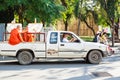 Old monk on car