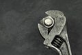 Old monkey wrench and bolt nut Royalty Free Stock Photo