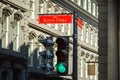 Old Montreal and Old Port green traffic light Royalty Free Stock Photo