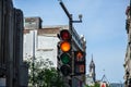 Old Montreal and Old Port yellow traffic light Royalty Free Stock Photo