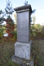 Old monument in honor of Polish writer Eustachy Antoni Heleniusz Iwanowski, 1903, set in a yard of Saint Claire Roman