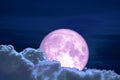 old moon back on silhouette colorful heap cloud on night sky