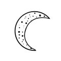 The old moon in doodle and line art. For clip art, seamless patterns, postcards and other comercial usage