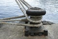 Old mooring bollard in port of Tenerife. Spain