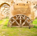 old moroccan in the green grass and archway wall Royalty Free Stock Photo