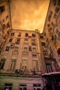 Old Moscow courtyard-well on a cold winter night