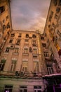 Old Moscow courtyard-well on a cold winter night