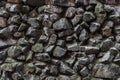 Old mossy grey cobbles texture close up
