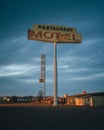 Old motel signs at night, Green River, Utah