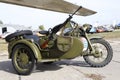 Old motorcycle M-72, military model 1978 year with machine gun set, made in USSR Royalty Free Stock Photo