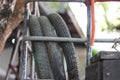 Old motorcycle tires Royalty Free Stock Photo