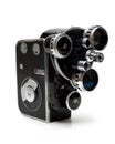 Old movie camera 16 mm with three lenses Royalty Free Stock Photo