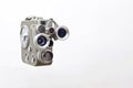 Old movie camera on white Royalty Free Stock Photo