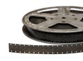 Old movie film on metal reel close-up Royalty Free Stock Photo