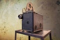 Old movie proyector from 1930 - 1940 Royalty Free Stock Photo