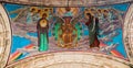 Old mozaic placed under the roof of porch of orthodox christian church of the Savior on Spilled Blood Royalty Free Stock Photo