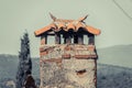 Old mug chimney designed to prevent smoke raids in the village in Sirince izmir turkey