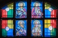 Old multi-colored stained-glass windows