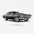 Old Muscle Car Black And White. Generative AI Royalty Free Stock Photo