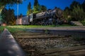 Old museum steam train in greece Royalty Free Stock Photo