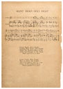 Old music sheet Silent Night popular Christmas carol paper background