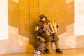 Old musician playing the accordion in the street,moscow Royalty Free Stock Photo